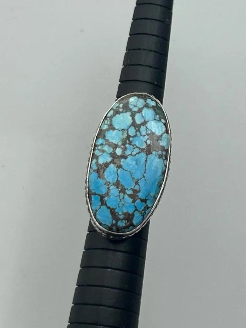 925 Silver Turquoise Oval Stone Ring in Blue - Jewelry
